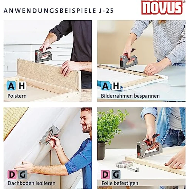 NOVUS Elektro-Tacker Novus Handtacker J 25 10 mm, langlebiges Zink-Druckguss-Gehäuse, ergonomischer Softgrip-Hebel, schwarz – Bild 3