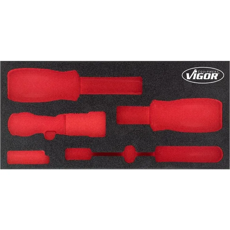 Vigor Weichschaumeinlage V5017-L, leer, mit Abmessungen 393 mm x 188 mm x 35 mm, resistent gegen Öle und Fette