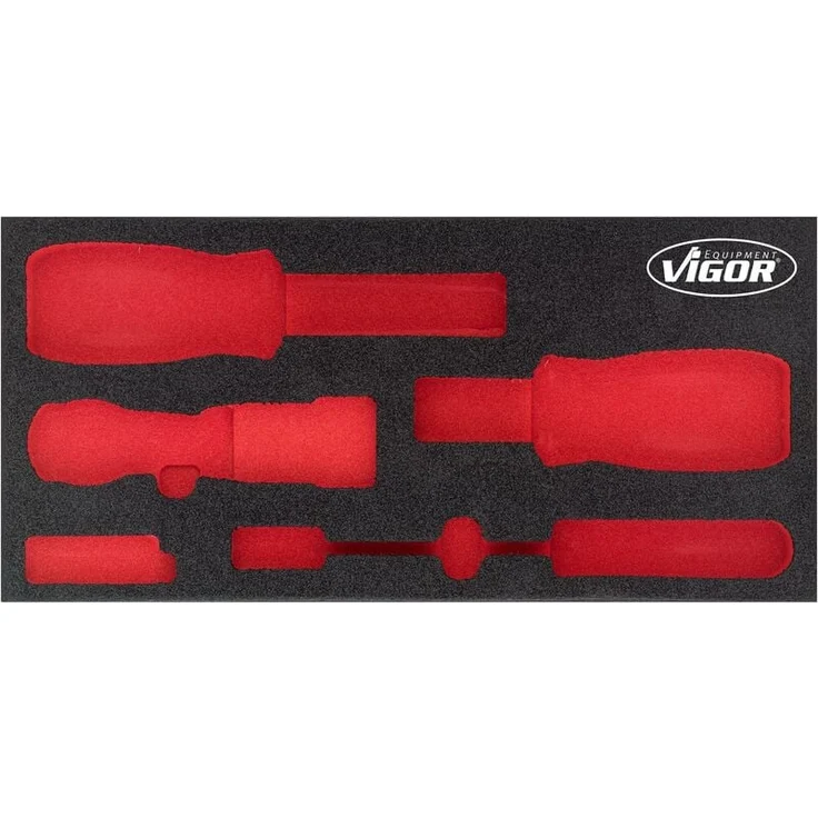 Vigor Weichschaumeinlage V5017-L, leer, mit Abmessungen 393 mm x 188 mm x 35 mm, resistent gegen Öle und Fette