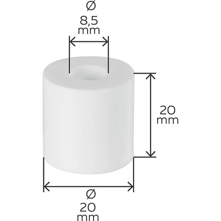 10 x GAH Distanzhülse Ø 20 mm Weiß Kunststoff H: 20 mm - GAH Alberts – Bild 3