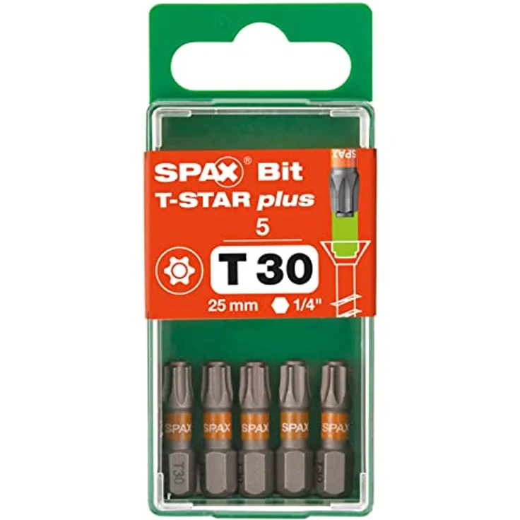 SPAX Torx-Bit T-STAR plus, Sechsrund-Bit T 30, 5 Stück, 25 mm Länge, orange Farbcodierung – Bild 5