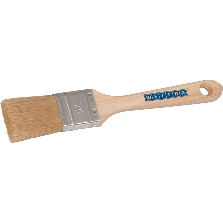 WEICON Lackierpinsel 35, langer Malerpinsel mit Naturborsten 46 mm für niedrigviskose Materialien