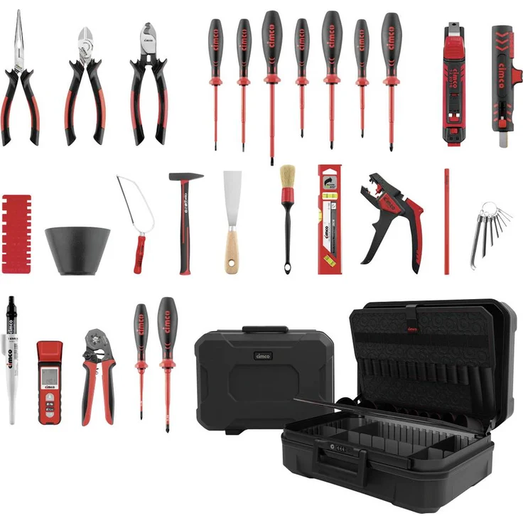 Cimco CimCase Plus 178000P, Werkzeugkoffer bestückt mit 35 Profi-Werkzeugen für Elektriker, kompakt und robust