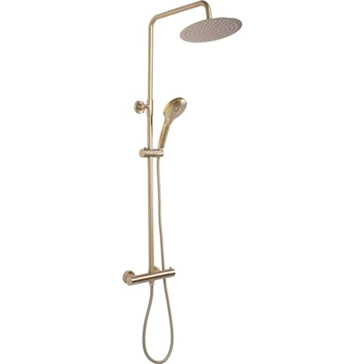 wohnwerk.idee Duschsystem Duschgarnitur mit Thermostat Gold Matt Gebürstet, 2 Strahlart(en) – Bild 2