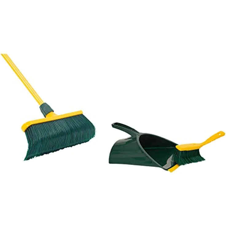 Krallenbesen Set 40 cm Kunststoff mit Teleskopstiel Kehrgarnitur gebogenen Borsten Gartenbesen Straßenbesen Kehrbesen (Besen + Kehrschaufel Set – Bild 2