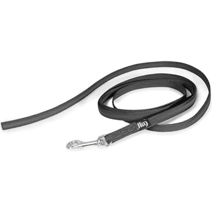 JULIUS K-9 IDC Color & Gray gumierte Leine, strapazierfähiger Textilstoff, 2 m Schwarz-Grau