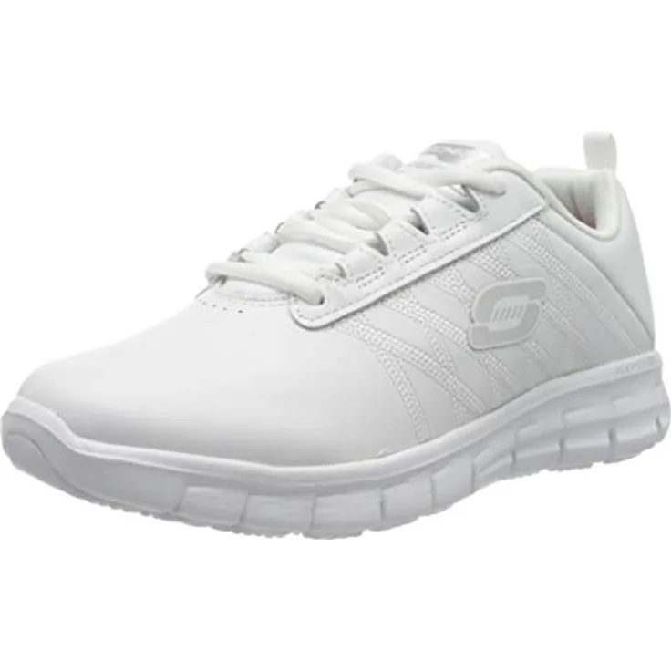 Skechers Sure Track Erath, Berufsschuh für Gastronomie und Pflege, rutschhemmende Laufsohle, Leder, Schwarz