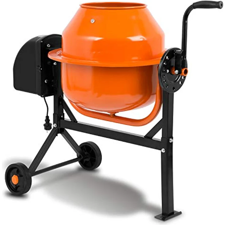EBERTH Betonmischer 65L, Elektrisch mit 220W Motor, Stahlgestell, breite Fußplatte, orange/schwarz – Bild 2
