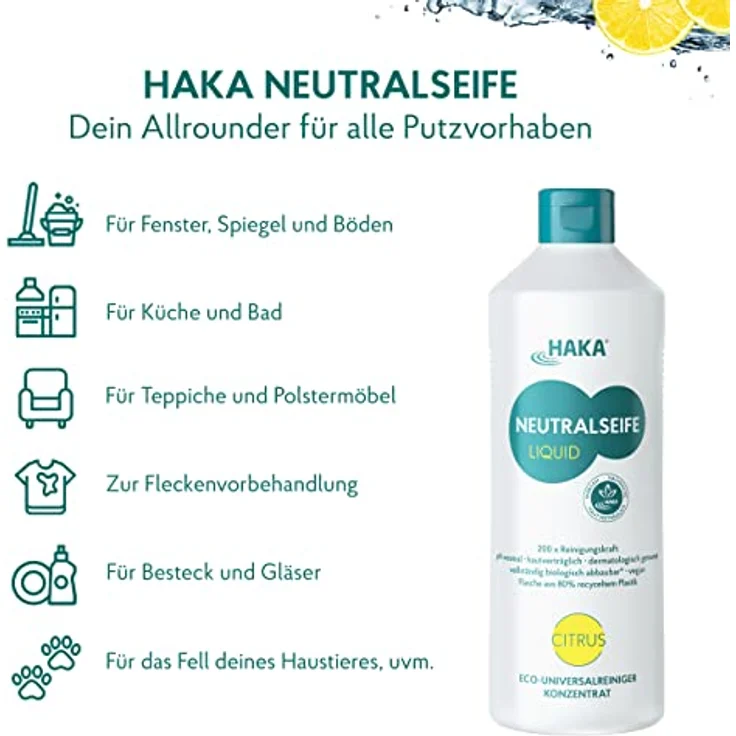 HAKA Neutralseife Liquid Citrus 1 l Allzweckreiniger umweltfreundlich & ph-neutral – Bild 2