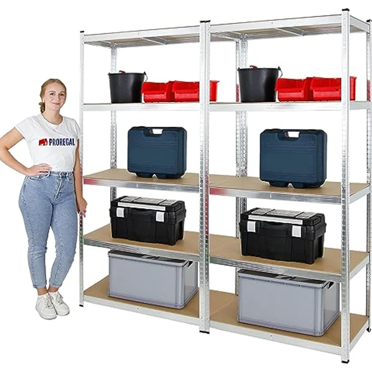 PROREGAL Kellerregal Gorilla 2X Mega Deal, 200x100x50cm, Fachlast 175kg, verzinkt, Schwerlastregal für Garage und Werkstatt – Bild 3