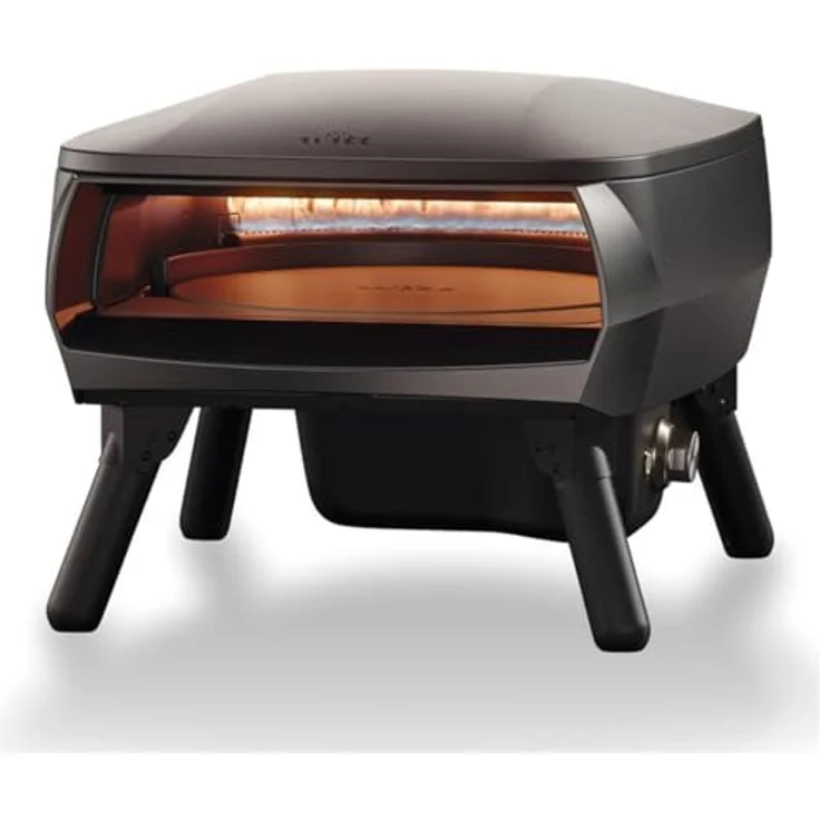 POWERHAUS24 Witt Etna PICCOLO Rotante Pizzaofen, kompaktes Design mit rotierendem Pizzastein und 1 Gas-Brenner in C-Form, Farbe: Black – Bild 1
