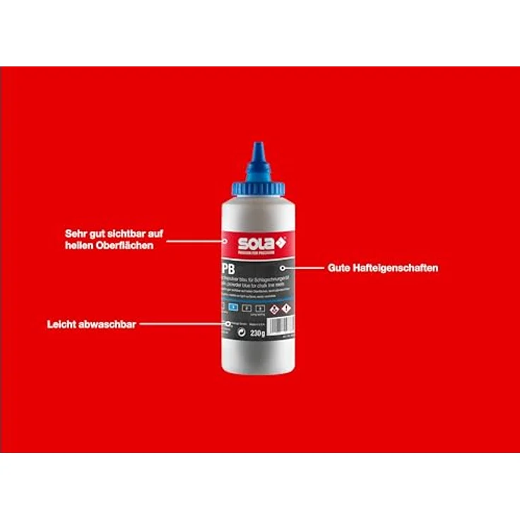 Sola CLKS Schlagschnur Set Blau, 30 m Markierschnur mit Kreide, 6:1 Getriebe für schnellen Schnureinzug, robustes Kunststoffgehäuse – Bild 4