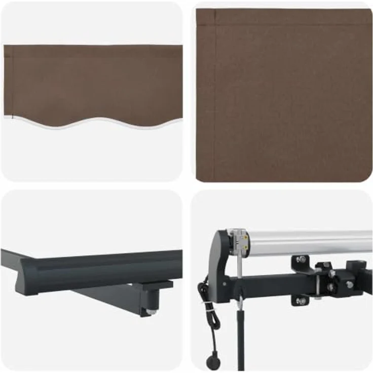 vidaXL Einziehbare Markise Taupe, 3,5 x 2 m, wetterfester Stoff mit UV-Schutz, ideal für Garten und Terrasse – Bild 7
