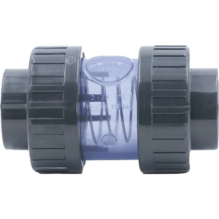 HAF PVC Rückschlagventil Transparent 50mm | Klebemuffe x Klebemuffe | Kegelventil aus grauem PVC | PN16 für Rohr und Teich – Bild 1