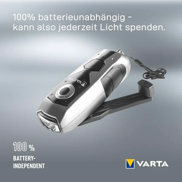 Varta Taschenlampe mm LED Dynamo Light mit Handkurbel Flashlight Handlampe Leuchte (mit Kurbel 100% batterieunabhängig geeignet für Auto, Garage, Notfall, Stromausfall, Camping, Outdoor) – Bild 5