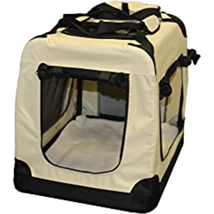 walexo Faltbare Hundebox Hundetransportbox Katzentransportbox Katzenbox (BEIGE, S) - Robuste Metallverstärkung und dicker Bezug aus Oxford Gewebe – Bild 3
