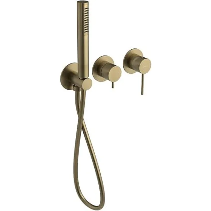 Sapho ULTRAMIX Unterputz-Duscharmatur/Wannenarmatur mit Handbrause, 2 Wege, matt gold, rund, Messing, Hebelsteuerung
