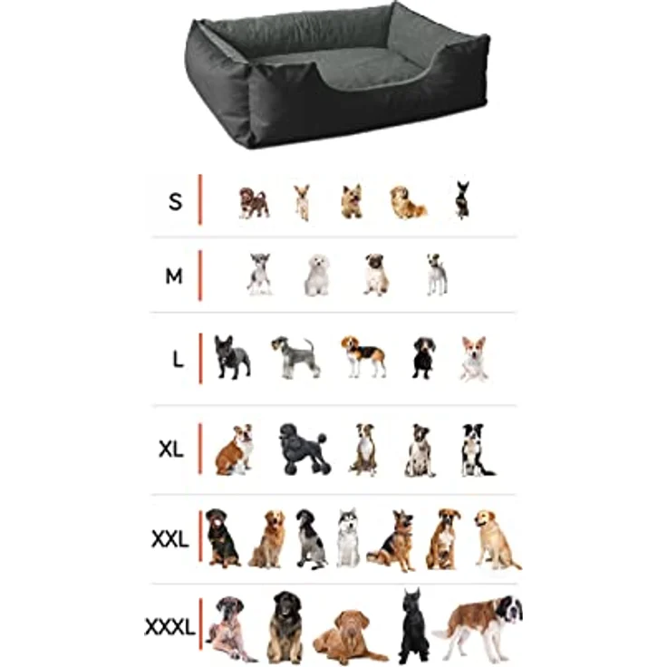 BedDog Hundebett LUPI, Hundekissen mit abziehbaren waschbaren Bezug, Hundekorb, Hundesofa, für kleine Hunde, S, schwarz-grau – Bild 3