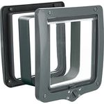 TRIXIE wasserdichte und geräuscharme und besonders große Katzenklappe "4-Wege Freilauftür XXL mit Tunnel, 24 × 28 cm, grau"- 44242