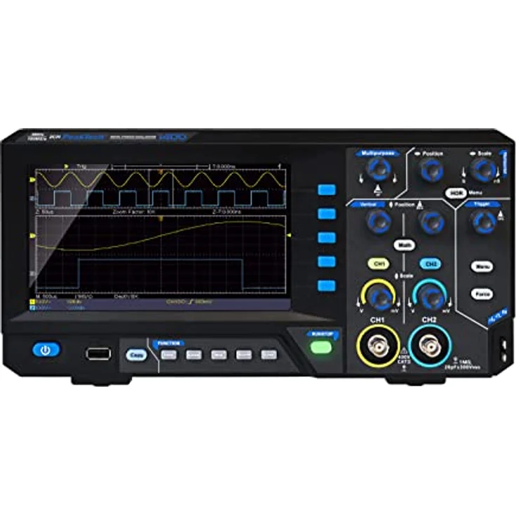 PeakTech 1400 Digital Oszilloskop, 2 Kanal, 5 MHz, 100 MS/s, USB Schnittstelle, PC Software, XY-Modus, Zoom, DSO, P 1400, Schwarz – Bild 1
