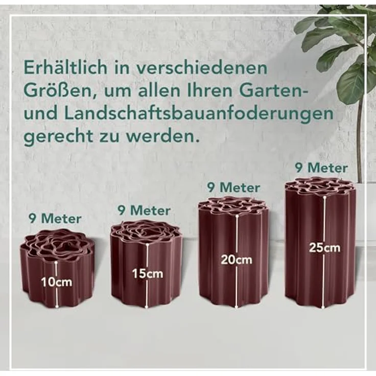 GARDENIX Rasenkante Kunststoff 9m, 10 cm hoch, Gewellte Beetumrandung, braun, flexibel, wetterbeständig, einfache Montage – Bild 2