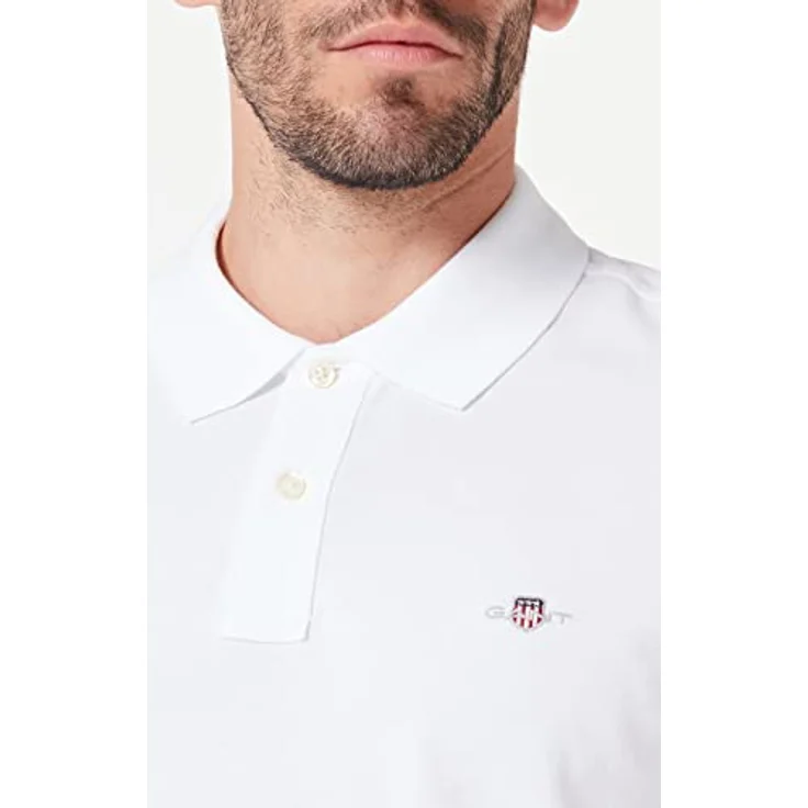 Gant Poloshirt REG SHIELD SS PIQUE POLO mit Logo und Flachstrickkragen 100% Baumwolle Pique, vielseitiges Poloshirt in klassischem Design, Weiß – Bild 2