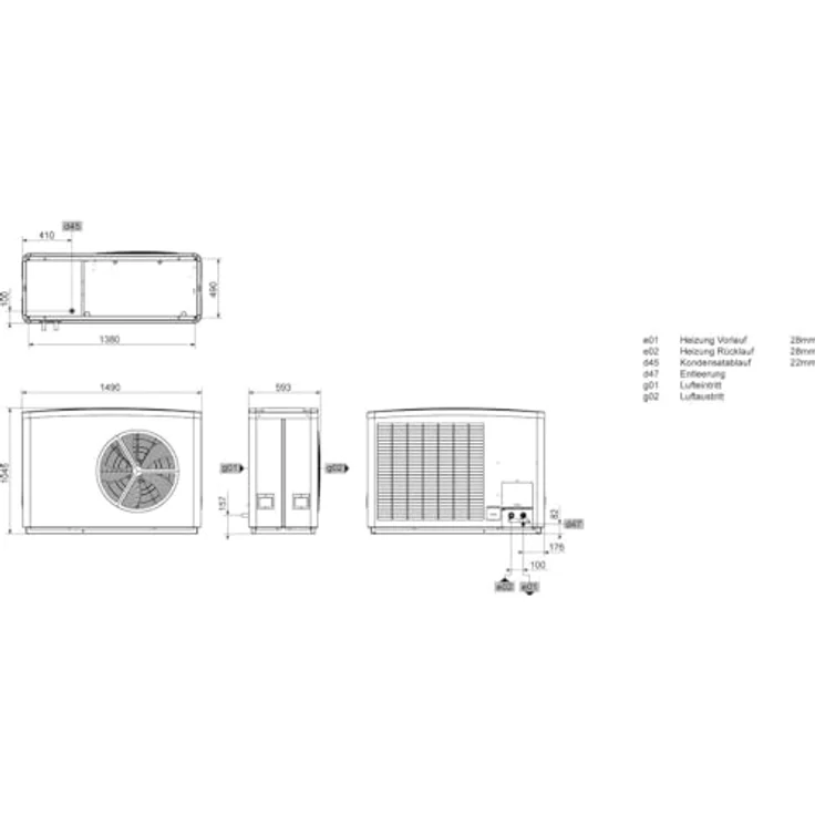Stiebel Eltron WPL 20 A Luft/Wasser- Wärmepumpe A++ 2000W, für kalte Winter geeignet, leise Betriebsgeräusche, 55 °C Vorlauftemperatur, blau – Bild 2