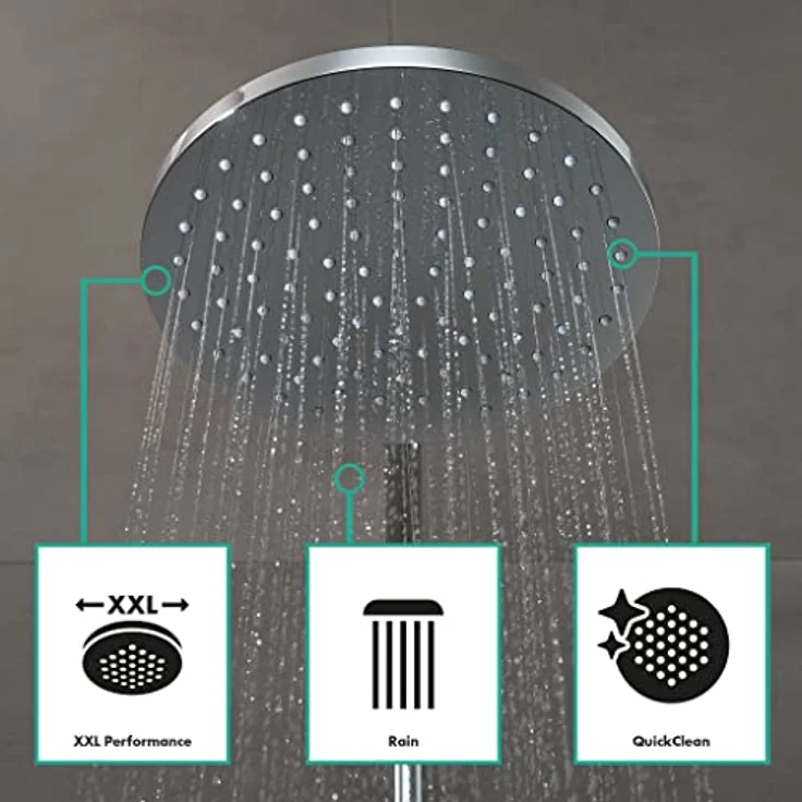 hansgrohe Vernis Blend Duschsystem 200, wassersparend mit Thermostat und Kopfbrause (Rain), Chromoberfläche – Bild 4