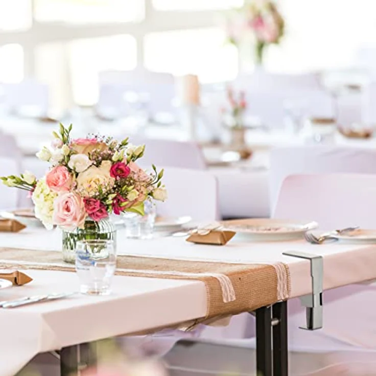 Relaxdays - 12er Set Tischklammern, verstellbare Edelstahl Tischdeckenklammern für Tischstärken bis 4,2 cm, silber – Bild 5