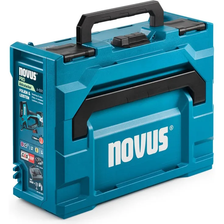 Novus Tools Akkutacker J-551 metaBOX Set, für 6-14 mm Flachdrahtklammern & 16 mm Nägel, mit serieller Schuss-Funktion und 18V Lithium-Ionen-Akku
