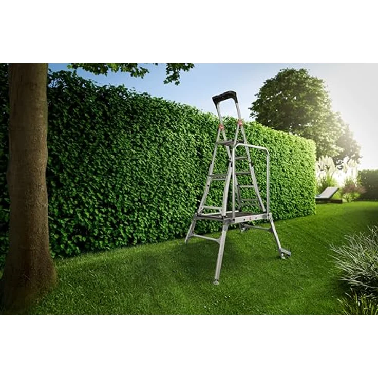 Hailo LP Outdoor Leiternpodest – rutschfeste Arbeitsplattform für Außenbereiche, teleskopierbare Füße, belastbar bis 300kg, für Tritt- und Stehleitern bis 5 Stufen – Bild 3