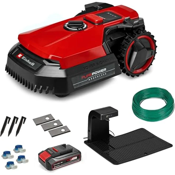 Einhell Freelexo 500, 18V Mähroboter für Rasenflächen bis 500 m², Schnittbreite 18 cm, induktionsgestützte Navigation, inklusive Begrenzungskabel und Bluetooth/WLAN Steuerung – Bild 1
