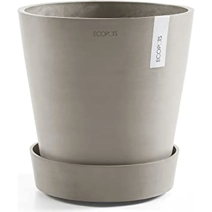 ECOPOTS Blumentopfuntersetzer SAUCER WHEELS Taupe, 41,5x41,5x9 cm - mit Rollen für einfaches Platzieren und Gießen – Bild 2