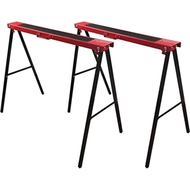 Brüder Mannesmann Arbeitsböcke klappbar, höhenverstellbar, stabil aus Metall, 200 kg Tragkraft, 2er-Set mit rutschfesten Auflagen und Tragegriffen | M70100 – Bild 1