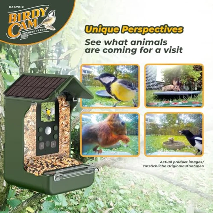 Easypix BirdyCam Futterhaus mit Kamera und Solarenergie, Automatische HD-Video- und Fotoaufnahmen, Futterspender für den Garten – Bild 3