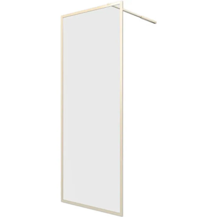 AURLANE FAC777 Walk-In Duschabtrennung, 800 mm, 6 mm ESG, gebürstetes Gold-Finish, barrierefreie Montage, rechts- oder linksseitig montierbar