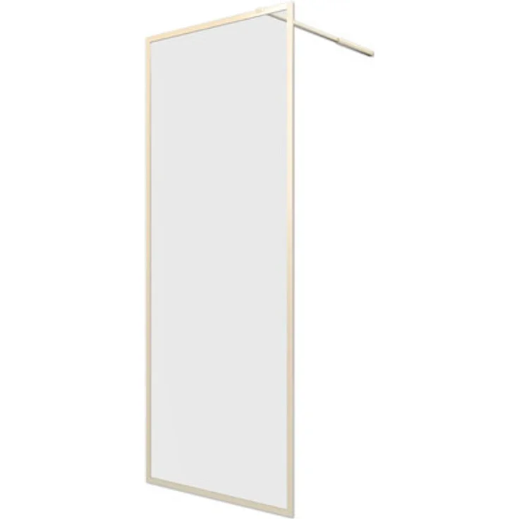 AURLANE FAC777 Walk-In Duschabtrennung, 800 mm, 6 mm ESG, gebürstetes Gold-Finish, barrierefreie Montage, rechts- oder linksseitig montierbar