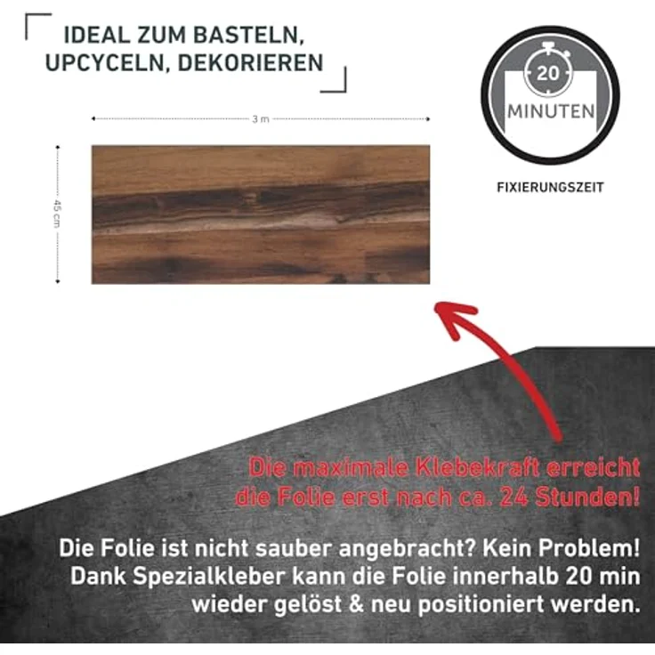 Venilia Eiche Rustikal Klebefolie Dekofolie Möbelfolie Tapeten selbstklebende Folie, PVC, Natur-Holzoptik braun, 45cm x 3m, Stärke: 0,095 mm, 53155, 45 x 300 cm - Preisvergleich – Bild 2