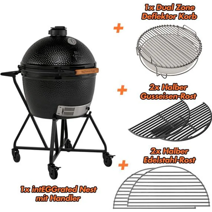 Big Green Egg The Onyx Starterset XLarge, Holzkohlegrill mit 2.919 cm² Kochfläche