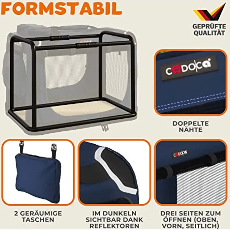 Cadoca Hundetransportbox faltbar Größe XL Blau – Bild 5