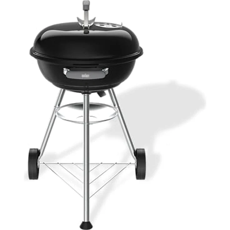 Weber Compact Kettle Holzkohlegrill (2026 Version) mit Dreibein-Ständer und Rädern, hitzebeständiges, rostfreies Design, verchromter dreilagiger Rost, 47 cm, Schwarz – Bild 2