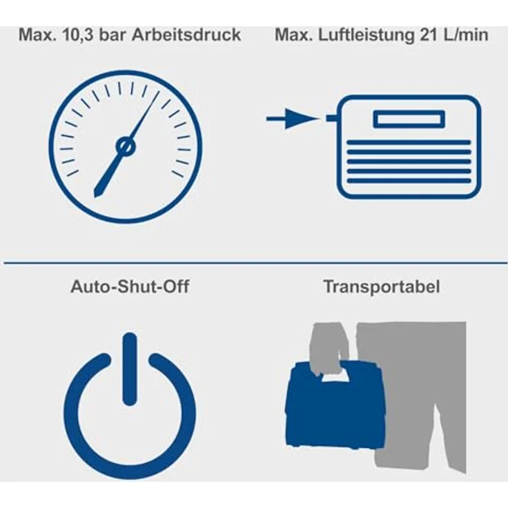 Scheppach Kompressor Airforce 6, kabelloser Hybrid-Kompressor mit 10.30 Bar und 21 l, schwarz – Bild 4