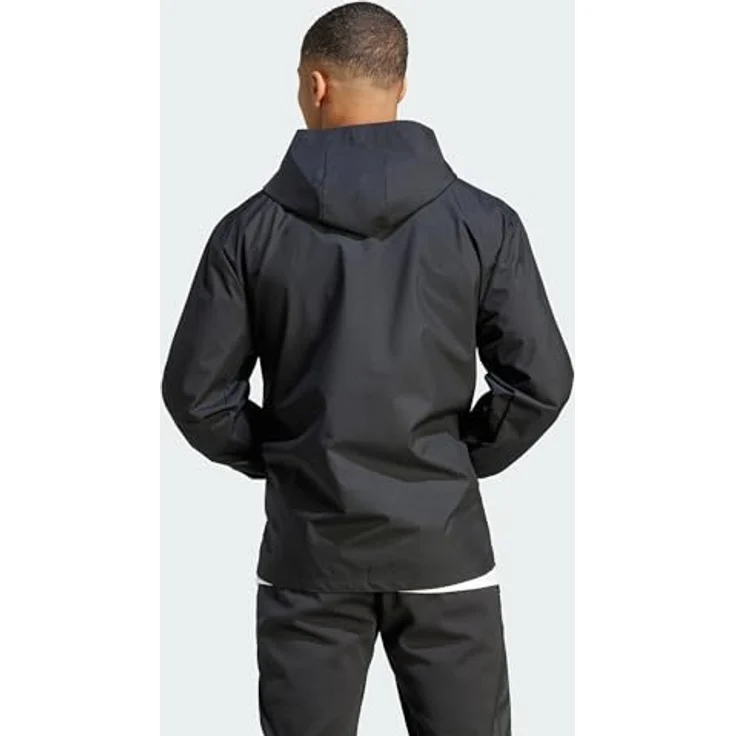adidas Entrada 22, Herren Laufjacke, Allwetterjacke mit Reißverschluss, Kapuze und seitlichen Taschen, Schwarz, M – Bild 7