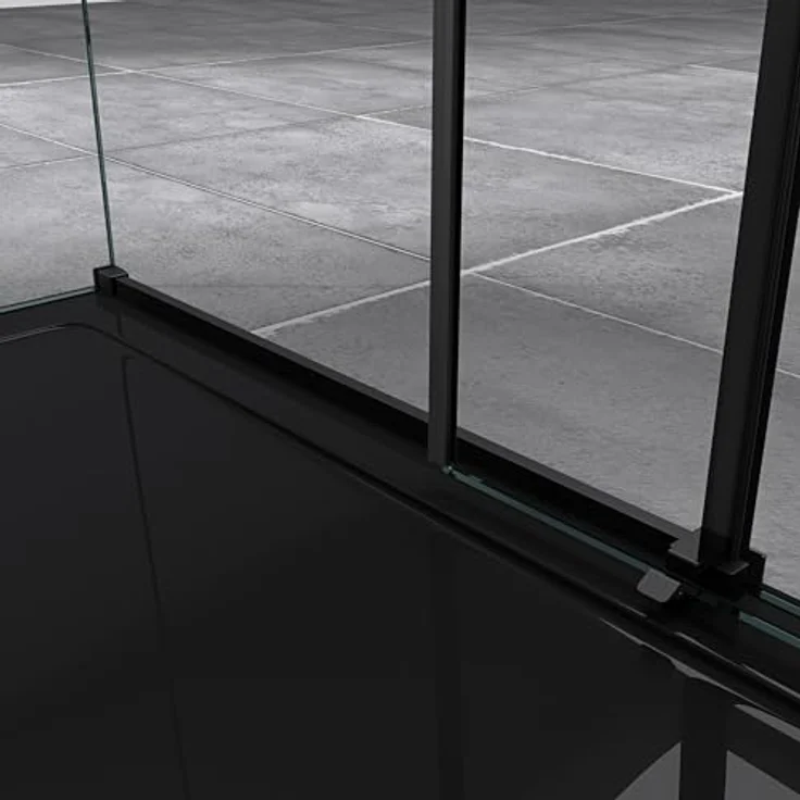 doporro Eckdusche Duschkabine Schiebetür 8mm ESG mit NANO R18, 100x70 cm, Schwarzes Einscheibensicherheitsglas – Bild 6