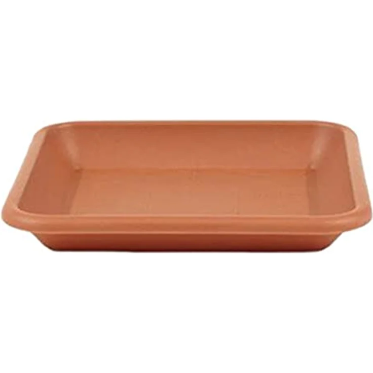 greemotion Blumentopfuntersetzer Jana in Terracotta - Blumen-Untersetzer eckig für Pflanzkübel - Pflanzenuntersetzer quadratisch aus Kunststoff - Pflanzen Untertopf 34 x 34 cm – Bild 2