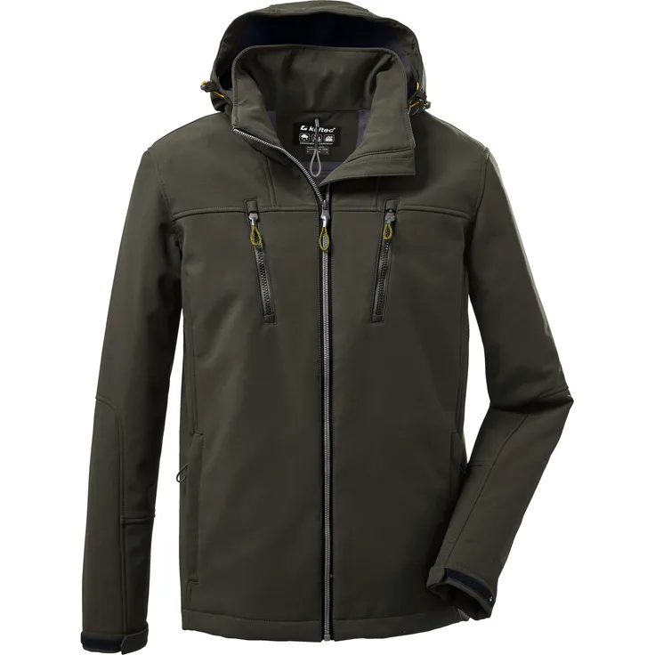 Killtec Softshelljacke KOW 163 MN SFTSHLL JCKT, wasser- und windabweisend, abnehmbare Kapuze, warmes Fleece Futter, Schwarz
