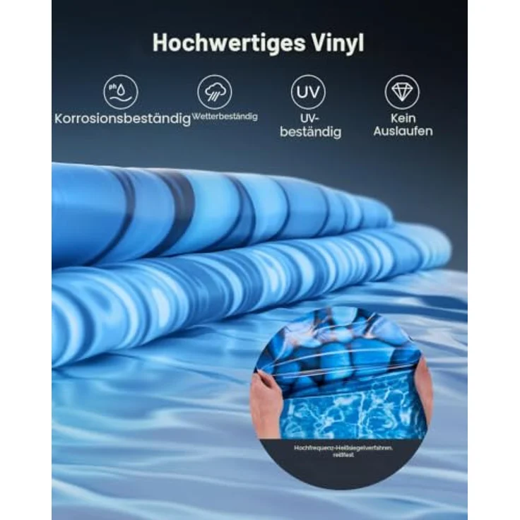 VEVOR Runde Poolfolie, φ 549 x 147 cm, überlappende Vinylfolie in Standardstärke für oberirdische Pools mit 137 cm Wandhöhe – Bild 5