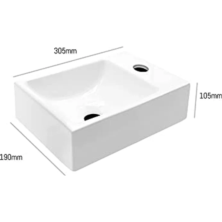 Design Waschtisch Kleines Gäste Wc Handwaschbecken Hahnloch Rechts Waschbecken - Preisvergleich – Bild 3