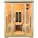 PureHaven Infrarotkabine Göteborg für 2 Personen 150x150x190 cm Hemlock-Tanne Tiefenwärmestrahler Bluetooth Soundsystem Farblichttherapie Timer Ozonreinigung