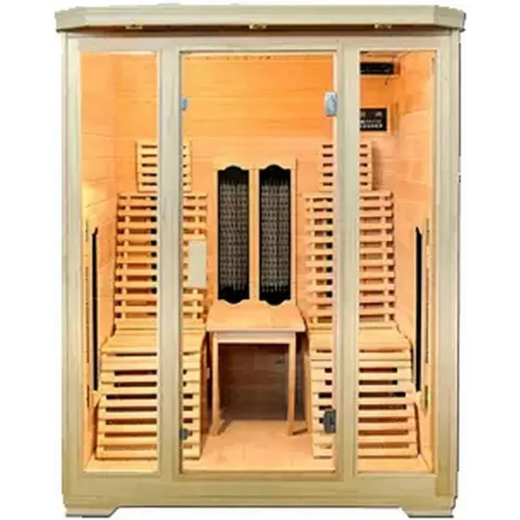 PureHaven Infrarotkabine Göteborg für 2 Personen 150x150x190 cm Hemlock-Tanne Tiefenwärmestrahler Bluetooth Soundsystem Farblichttherapie Timer Ozonreinigung
